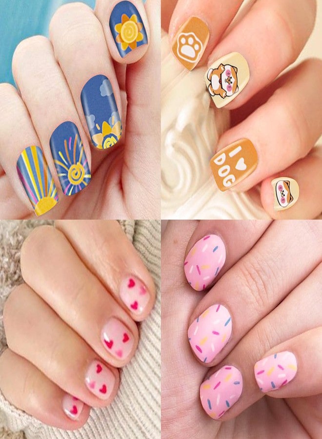 winthrop 8 Sheets Kids Nail Stickers Full Nail Wraps for Girls, Cute Strawberry Rainbow Unicorn Bear Designs 3D Self-Adhesive Nail Art Decals Holiday Colorful Manicure Decorations for Age 7 and Older - Image 5