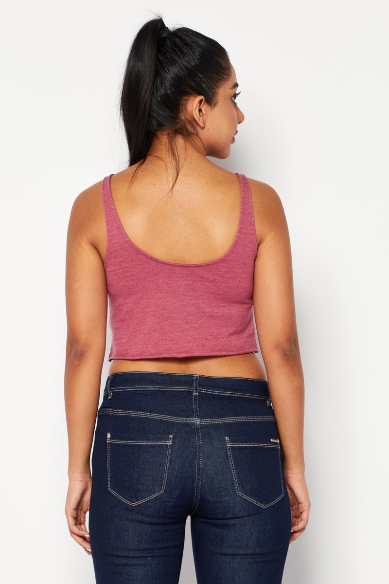 RUNWAY Women Round Neck Sleeveless Plain Tank Top, Burgundy - Image 4