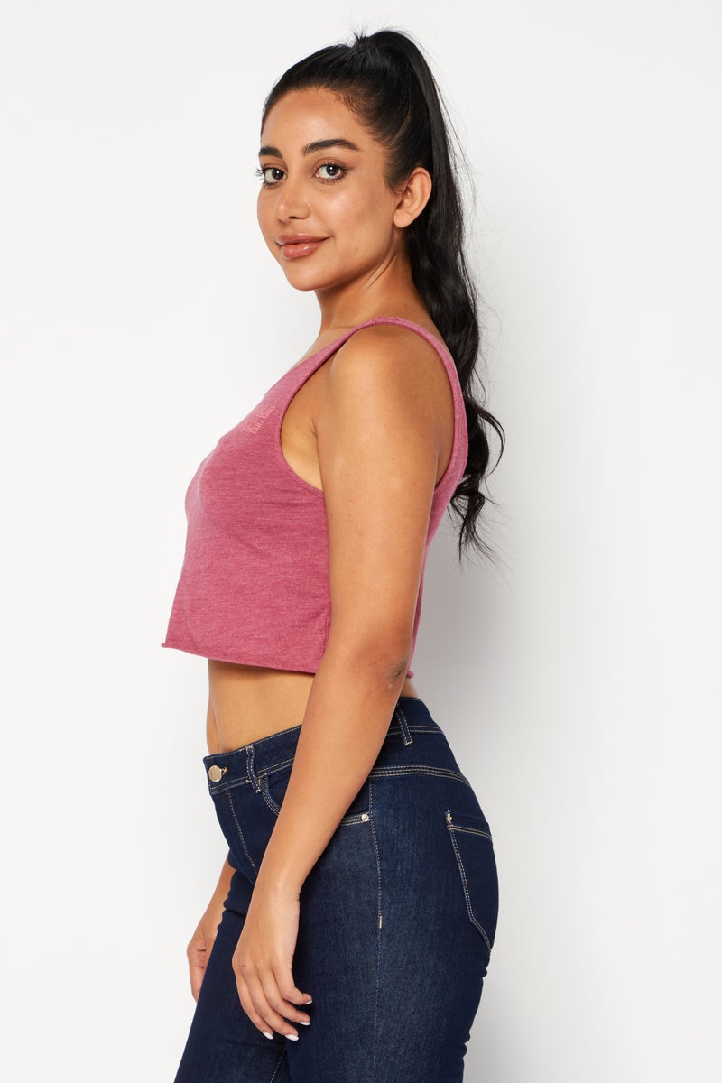 RUNWAY Women Round Neck Sleeveless Plain Tank Top, Burgundy - Image 3