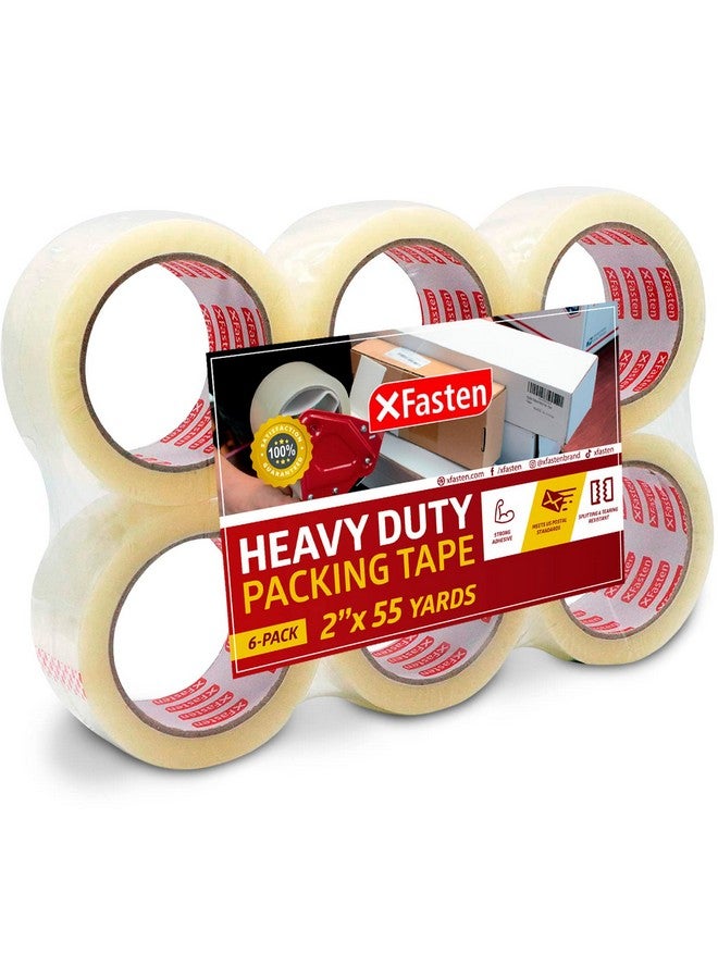إكس فاستين شريط تغليف شفاف شديد التحمل، 2 بوصة × 55 ياردة، حزمة من 6 أشرطة تغليف شفافة ومقاومة للأشعة فوق البنفسجية، شريط بريدي شفاف متوافق مع لوائح البريد البريدي الأمريكية - Image 1