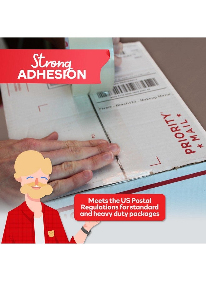 إكس فاستين شريط تغليف شفاف شديد التحمل، 2 بوصة × 55 ياردة، حزمة من 6 أشرطة تغليف شفافة ومقاومة للأشعة فوق البنفسجية، شريط بريدي شفاف متوافق مع لوائح البريد البريدي الأمريكية - Image 5