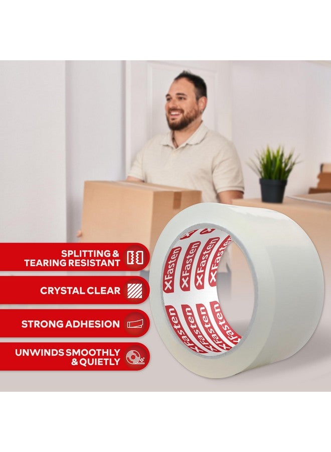 إكس فاستين شريط تغليف شفاف شديد التحمل، 2 بوصة × 55 ياردة، حزمة من 6 أشرطة تغليف شفافة ومقاومة للأشعة فوق البنفسجية، شريط بريدي شفاف متوافق مع لوائح البريد البريدي الأمريكية - Image 2