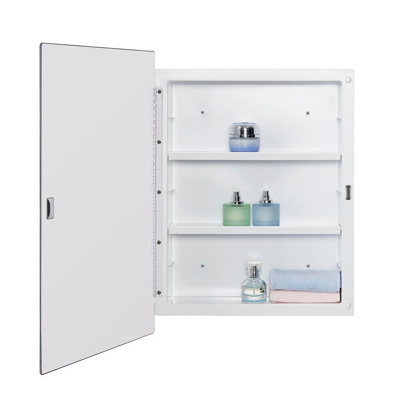 IDYLLOR Plastic Bathroom Medicine Mirror Cabinet 16 x 22 inch, Surface and Recessed Mount, Beveled Edge Mirror - Image 3