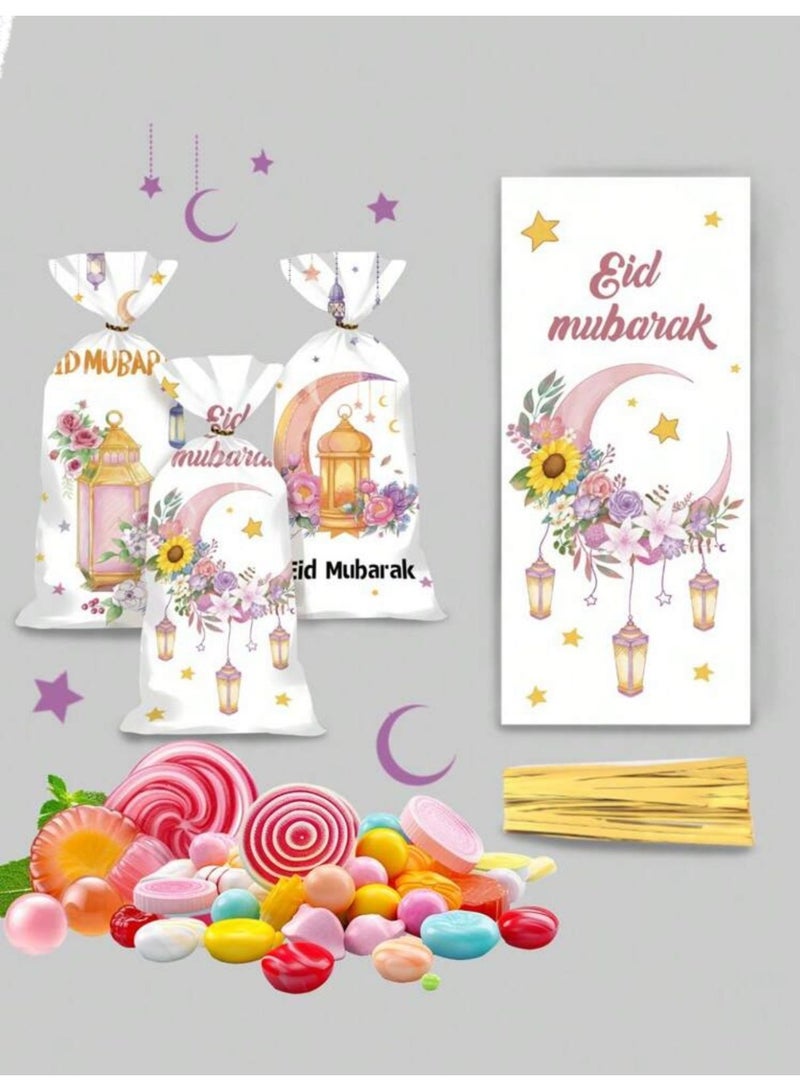 50 Pieces Eid Gift & Treat Bags for Candy, Gifts and Food Storage with Ties – Suitable for Parties and Events - Image 1