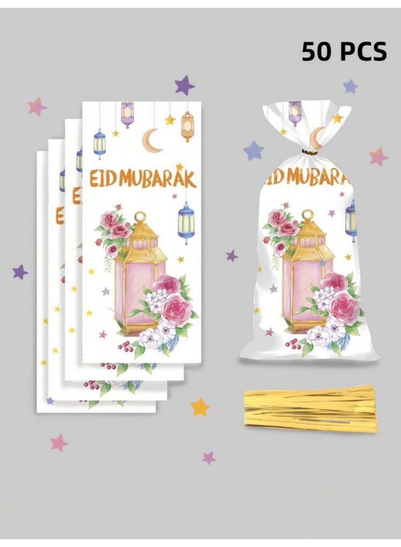 50 Pieces Eid Gift & Treat Bags for Candy, Gifts and Food Storage with Ties – Suitable for Parties and Events - Image 4