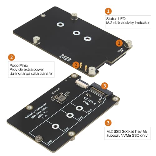 Geekworm X1002 PCIe to M.2 HAT NVMe SSD PIP PCIe Peripheral Bottom Board for Raspberry Pi 5 Support M.2 2230/2242/2260/2280 SSD - Image 2