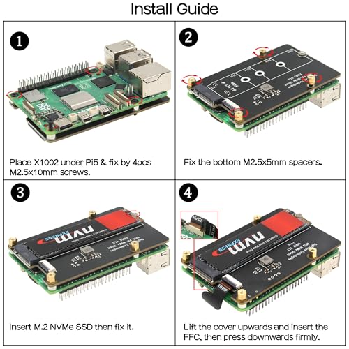 Geekworm X1002 PCIe to M.2 HAT NVMe SSD PIP PCIe Peripheral Bottom Board for Raspberry Pi 5 Support M.2 2230/2242/2260/2280 SSD - Image 4