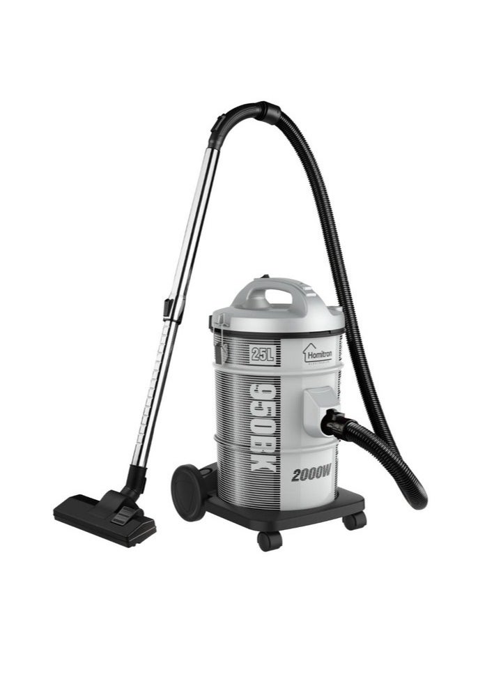 Homitron Vacuum Cleaner, 25L Dust Capacity, Metal Body, Low Noise, Telescopic Tube, Dust Full Indicator, Convenient Handle, 2000W Silver & Black HDV-25L  - Image 2