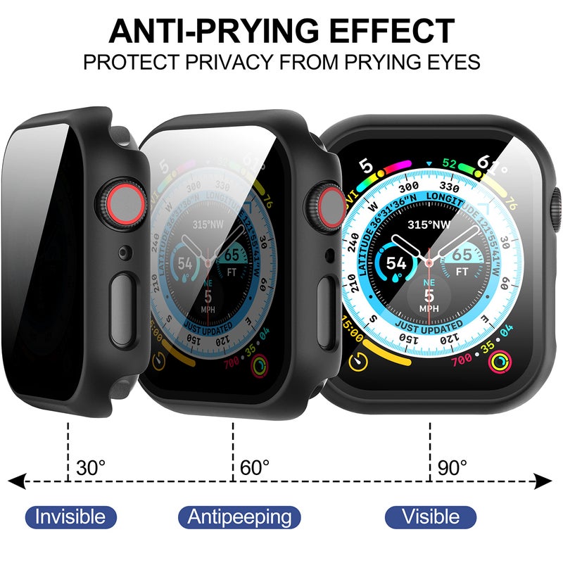 Suoman 3-Pack for Apple Watch 41mm Privacy Screen Protector Case, [Anti-Peeping] Ultra-Thin Tempered Glass Protective Cover - Image 4