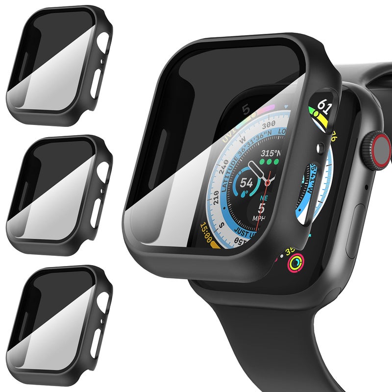 Suoman 3-Pack for Apple Watch 41mm Privacy Screen Protector Case, [Anti-Peeping] Ultra-Thin Tempered Glass Protective Cover - Image 1