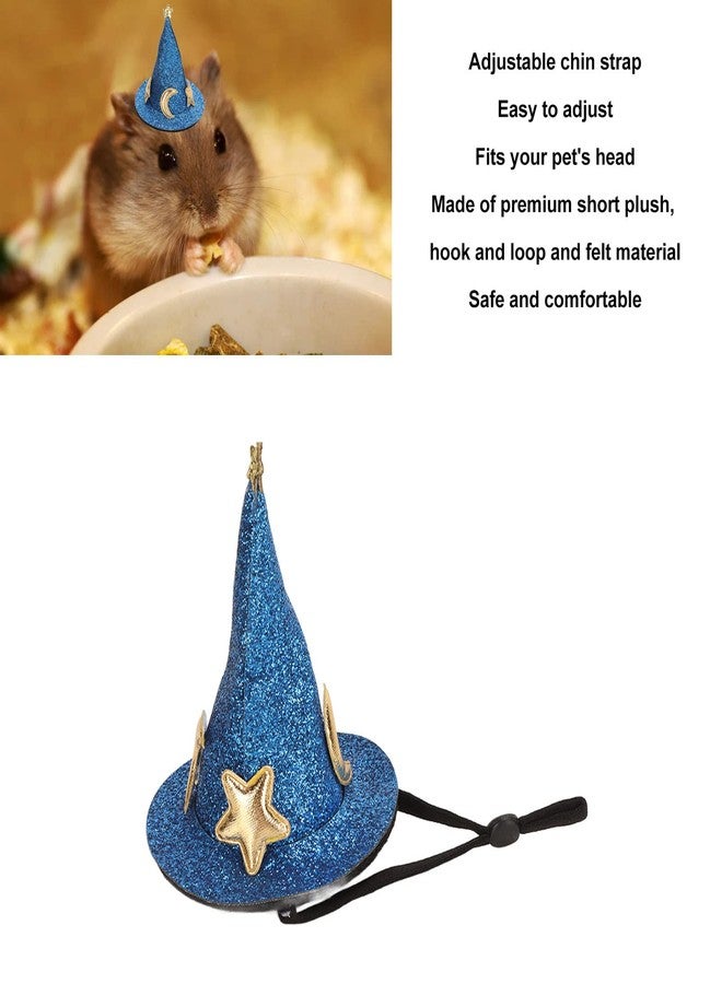 Zerodis Hamster Hat, Small Pet Halloween Costume Guinea Pig Wizard Hat Lizard Witch Head Accessories Hamster for Hedgehog Chinchilla Ferret (Blue) - Image 2