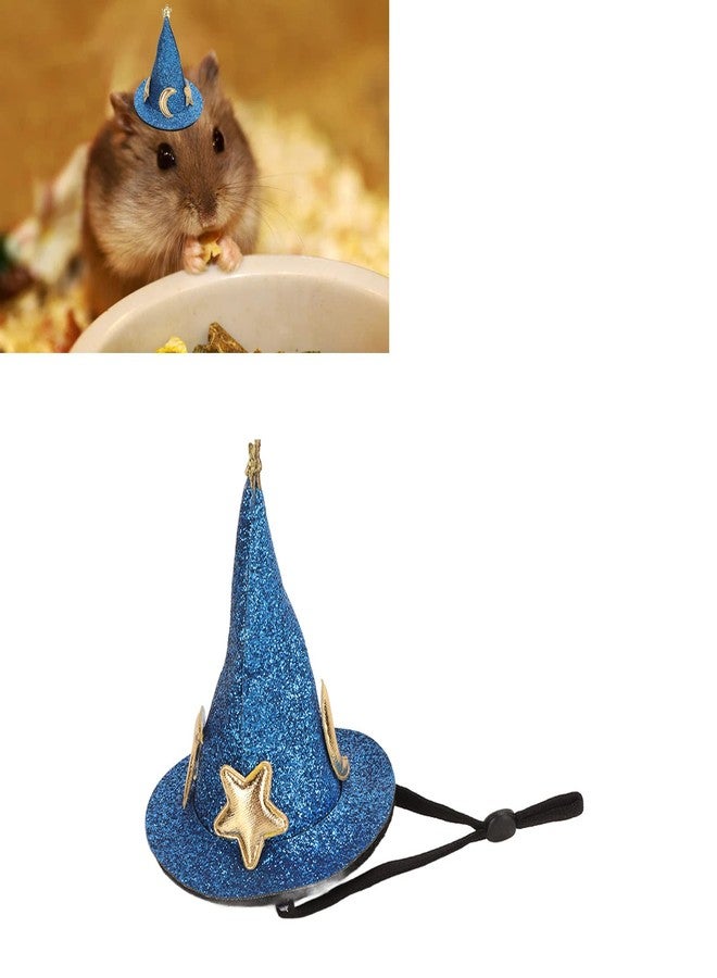 Zerodis Hamster Hat, Small Pet Halloween Costume Guinea Pig Wizard Hat Lizard Witch Head Accessories Hamster for Hedgehog Chinchilla Ferret (Blue) - Image 4