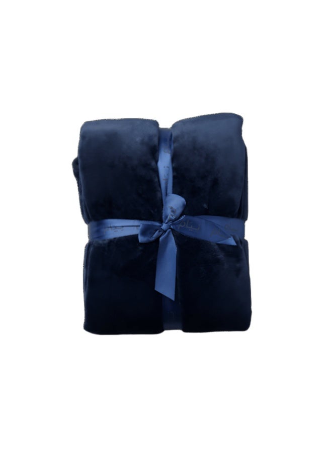 Neyam Nayam Winter Blanket made of 100% Polyester, size 200×150 cm – Soft and Comfortable Velvet Blanket, Double-Sided with Navy Color on Both Sides - Image 1