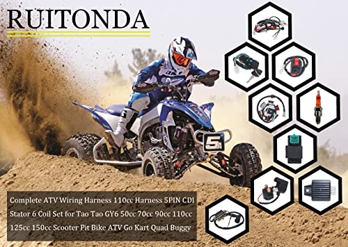 RUITONDA 125cc Wiring Harness 110cc ATV Wiring Harness Kit for Chinese ATV Wiring Harness Compatible with GY6 Taotao Kazuma Baja 50cc 70cc 90cc 110cc 125cc 150cc ATV Go Kart Scooter Pit Bike Quad Moped - Image 4