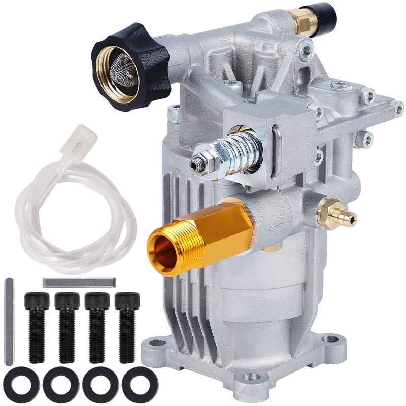 Biswing Pressure Washer Pump, 3/4" Shaft Horizontal Axial Plunger, 3400 PSI Max, 2.5 GPM, Replacement Pumps for Cold Water Gas Power Pressure Washer - Image 1