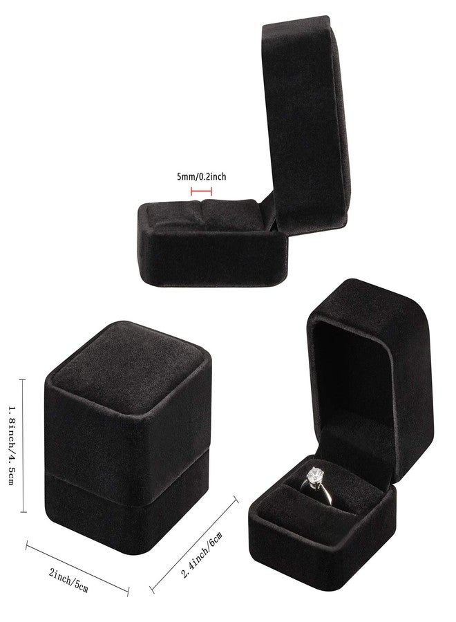 LETURE 4 Pieces Velvet Ring Gift Boxes Set, Earring Pendant Jewelry Case, Jewellry Display Box for Wedding, Engagement,Proposal, Birthday and Anniversary (4pcs Black) - Image 2