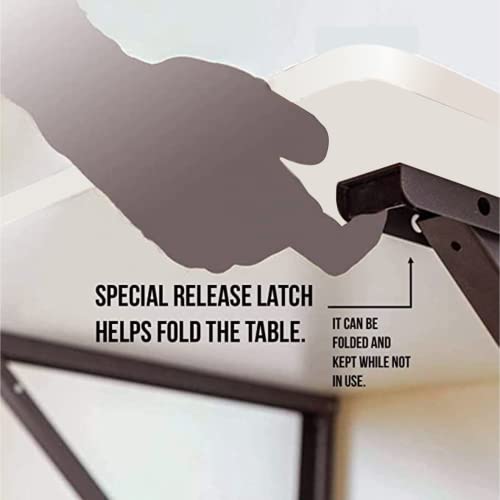 QARA 16X40 inches Wooden Wall Mounted Folding Table| Wall Mount Table Foldable Study Laptop Desk for Home and Office | Pearl White - Image 4