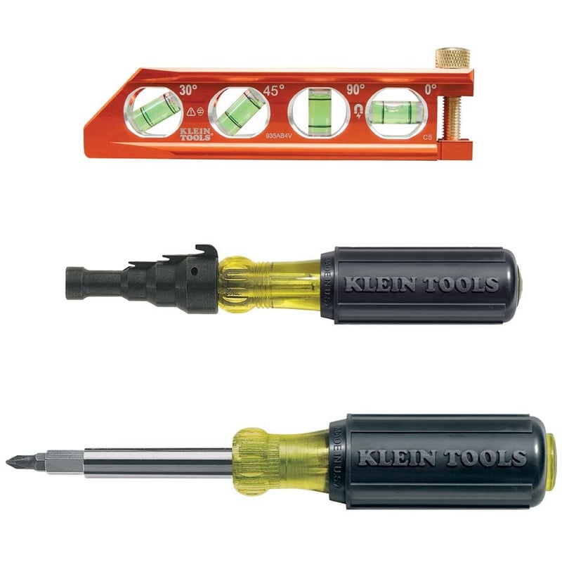 Klein Tools 80073 Reaming Driver Kit with Conduit Reamer, Conduit-Fitting and Reaming Screwdriver and Magnetic Level, 3-Piece - Image 1