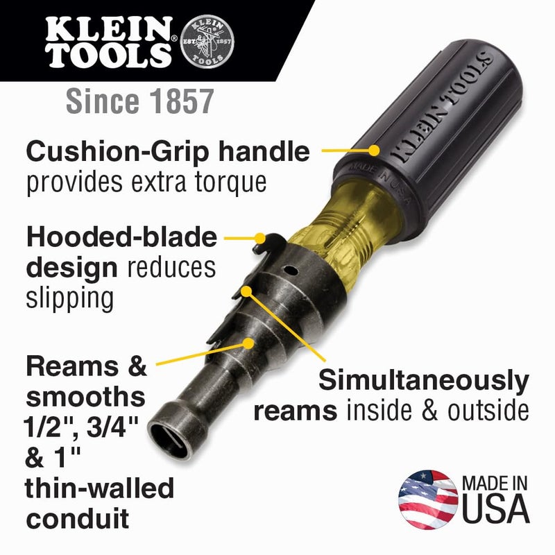Klein Tools 80073 Reaming Driver Kit with Conduit Reamer, Conduit-Fitting and Reaming Screwdriver and Magnetic Level, 3-Piece - Image 2