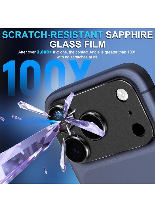 Suoman for iPhone 17 Pro Max Camera Lens Protector, [All-in-one Frosted] [Strong-Adhesion] Metal Frame Tempered Glass Camera Lens Cover-Black - Image 3