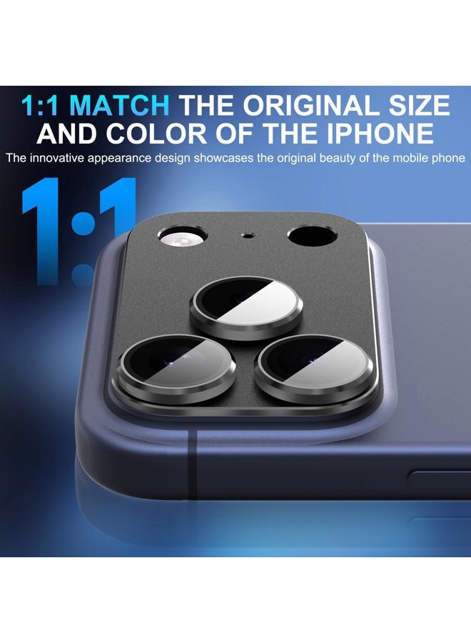 Suoman for iPhone 17 Pro Max Camera Lens Protector, [All-in-one Frosted] [Strong-Adhesion] Metal Frame Tempered Glass Camera Lens Cover-Black - Image 4
