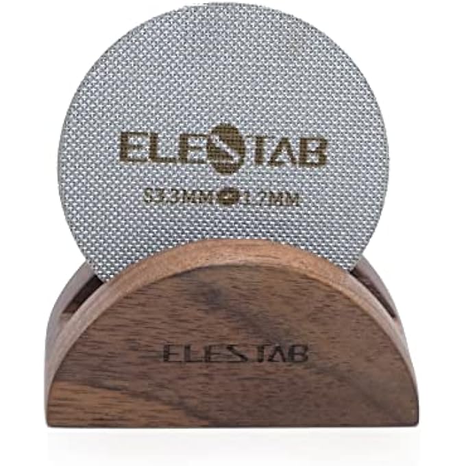 ELESTAB شاشة بوك 533 مم مع حامل لآلة إسبرسو بريفيلي، سلة فلتر بورتافلتر 54 مم للحفاظ على نظافة شاشة الدش، قابلة لإعادة الاستخدام من الفولاذ المقاوم للصدأ 316، شاشة بوك لتصفية القهوة بطول 150 متر مع حامل - Image 1