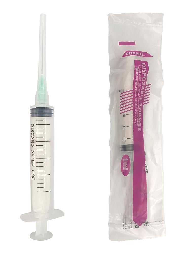 King Mariot - Pack of 20 Disposable Syringe 1ml With 26g x 1/2" Needle Leur Lock (0.45x13mm) | Non pyrogenic + Non Toxic - Image 1