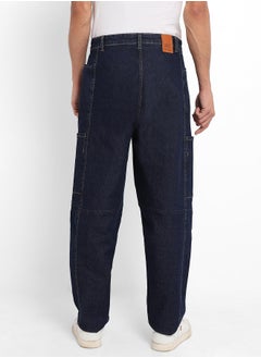 Campus Sutra Men's Navy Blue Baggy Cargo Denim Jeans  - Image 2