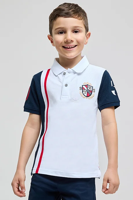 R&B Color Block Polo T-Shirt with Short Sleeves