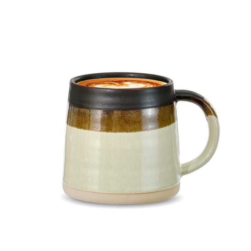 fMBB Large Ceramic Coffee Mug 13 Ounce Tea and Coffee Cup Wide Bottom  Reactive Glaze Tapered Pottery Mug for OfficeHome Dishwasher  Microwave Safe Coffee Tone