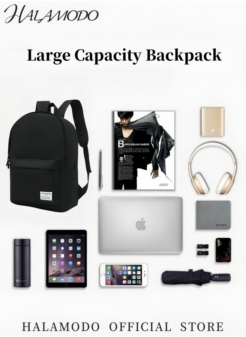 HALAMODO Classic Basic Backpack Lightweight Bookbag Casual Travel Backpack Laptop Backpack Large Capacity Water Resistant Schoolbag for Teens & Students & Office Workers  - Image 3