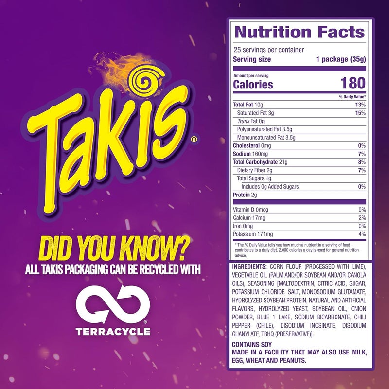 Taki's رقائق التورتيلا الصغيرة تاكيس بلو هيت - 25 قطعة من الوجبات الخفيفة الحارة الملفوفة - Image 2