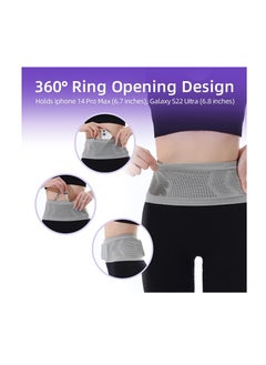 Generic Running Belt, Running Pack for Phone, Moisture Wicking Storage Belt Bag for Walking Travel Sports Hiking Workout Women Men 4 Large Security Pockets Grey M Size  - Image 2