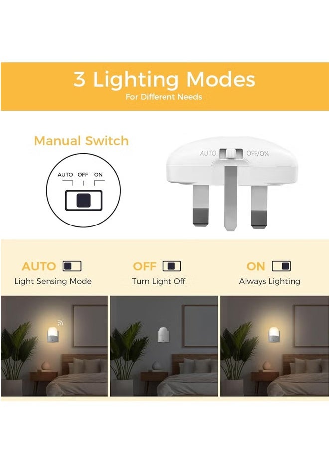 بولوز مجموعة من 2 مصباح ليلي قابل للتعتيم مزود بمستشعر حركة، مصابيح ليلية يمكن توصيلها بالحائط، اضاءه جداريه LED قابل للتعديل السطوع لغرفة نوم الأطفال والحمام والممر والمطبخ والسلالم - Image 4