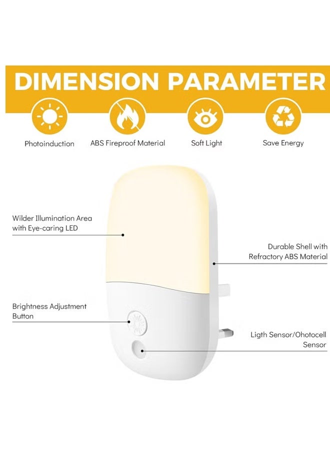 بولوز مجموعة من 2 مصباح ليلي قابل للتعتيم مزود بمستشعر حركة، مصابيح ليلية يمكن توصيلها بالحائط، اضاءه جداريه LED قابل للتعديل السطوع لغرفة نوم الأطفال والحمام والممر والمطبخ والسلالم - Image 5