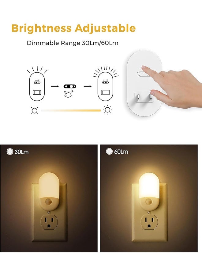 بولوز مجموعة من 2 مصباح ليلي قابل للتعتيم مزود بمستشعر حركة، مصابيح ليلية يمكن توصيلها بالحائط، اضاءه جداريه LED قابل للتعديل السطوع لغرفة نوم الأطفال والحمام والممر والمطبخ والسلالم - Image 2