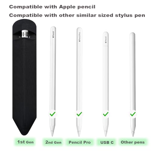 SIXFU Pencil Holder Compatible with Apple Pencil Pro/ 2nd Generation/ 1st Generation/USB-C Pencil, Adhesive Elastic Sleeve Pocket for iPad Pencil and Multiple Types Stylus Pen, 2Pack(Black) - Image 4