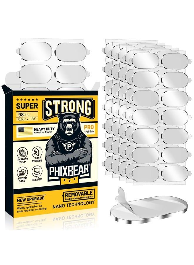 PHIXBEAR Extra Large-Pro Mounting Putty No Residue with Pull Tab, Strong Double Sided Glue Adhesive Dots Clear Museum Sticky Tack, Picture Hanging Strips Fixed Decor Craft, 0.6 x 1.38 in (98 Pcs) - Image 1