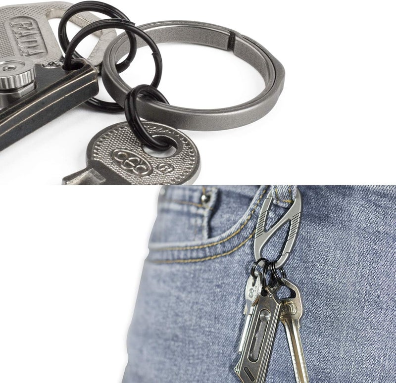 FEGVE Titanium Key Rings Split Rings, Small Keyrings, Jump Rings for Necklaces, Keys, Jewelry Attachment - 15pcs Mix 10/12/14mm (Black) - Image 5