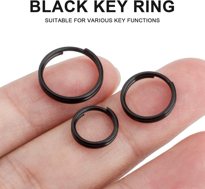 FEGVE Titanium Key Rings Split Rings, Small Keyrings, Jump Rings for Necklaces, Keys, Jewelry Attachment - 15pcs Mix 10/12/14mm (Black) - Image 4