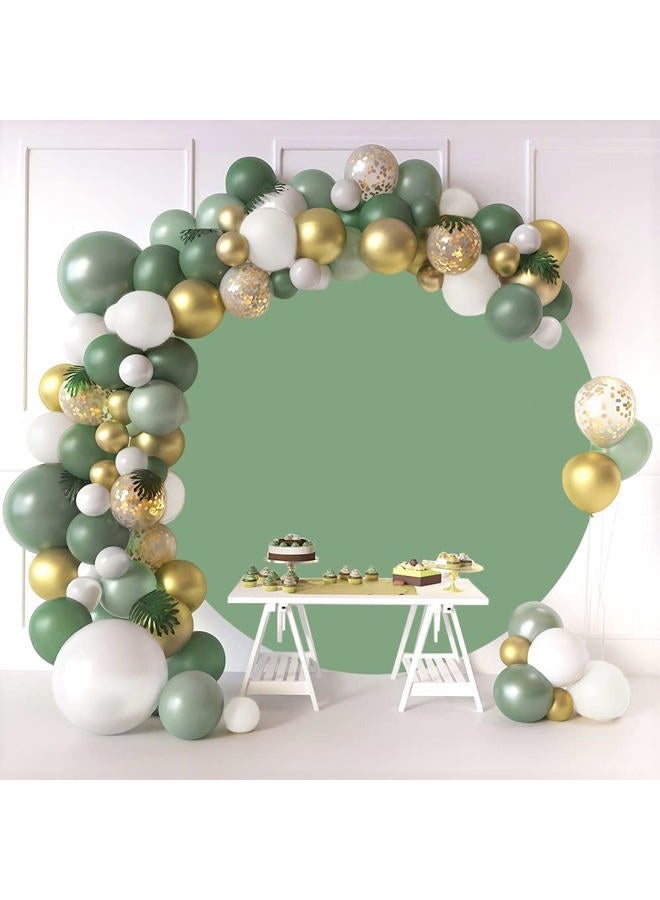 DORCEV 6.5x6.5ft Sage Green Round Backdrop Cover Polyester Solid Green Circle Backdrop Balloon Arch Cover for Party Kids Baby Shower Gender Reveal Birthday Party Bridal Shower Wedding Party Decor Prop - Image 3