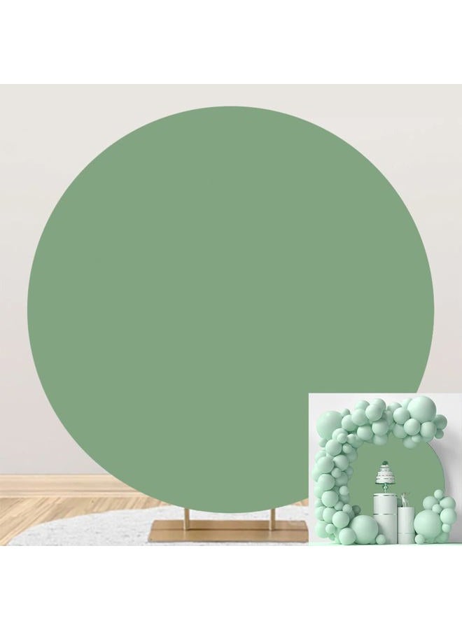 DORCEV 6.5x6.5ft Sage Green Round Backdrop Cover Polyester Solid Green Circle Backdrop Balloon Arch Cover for Party Kids Baby Shower Gender Reveal Birthday Party Bridal Shower Wedding Party Decor Prop - Image 1