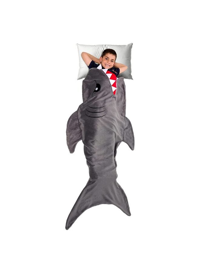 Animal Tail Blanket - Plush Animal Sleeping Bag Blanket for Kids (Gray Shark)  - Image 1