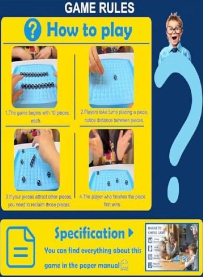 Magnetic Chess Game, 2024 New Multiplayer Magnetic Chess Games with Pieces, Fun Magnetic Board Game Set - Portable Chess Board for Kids 9+ and Adults Home Party Travel Supplies - Image 3