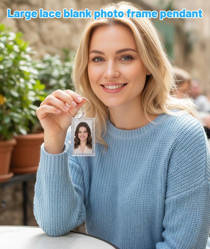 squishy 10Pcs Photo Keychain, Acrylic Photo Frame Keychain, Large Floral Edge Transparent Photocard Holder for DIY, Gifts, Travel and Work - Image 3