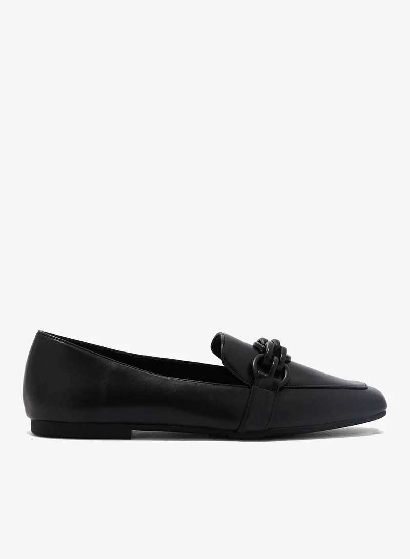 ELLA Tonal Chain Square Toe Loafer Black