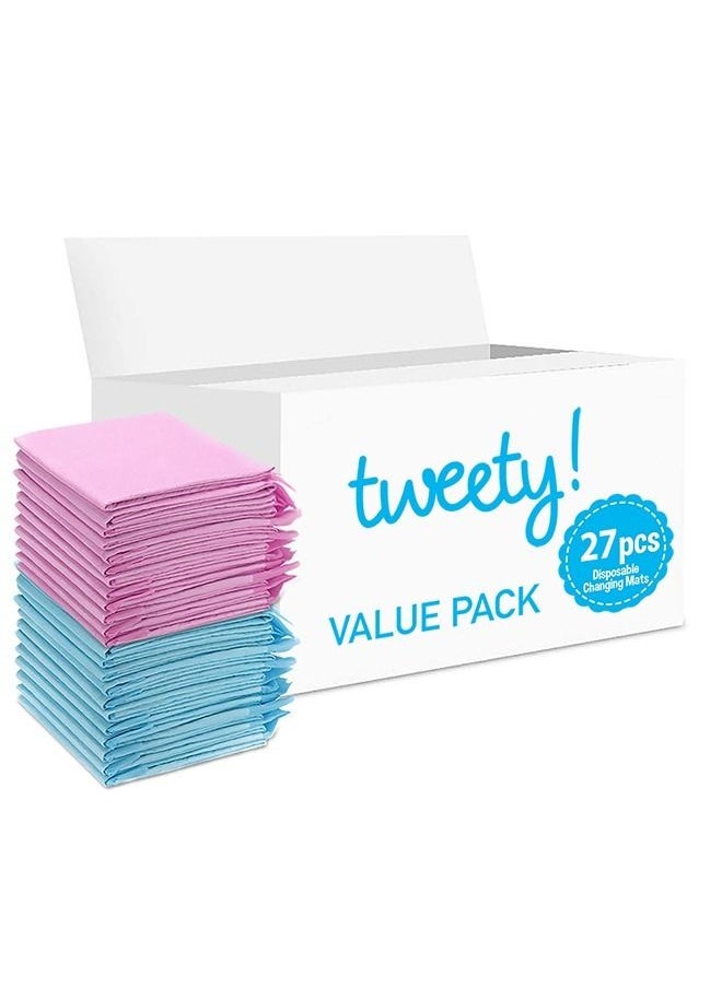 Tweety Disposable Changing Mats, 27 Counts, Soft Waterproof Mat, Portable Leak Proof Changing Mat, New Mom Leak-Proof Under pad, Mattress Table Protector Pad  - Image 1