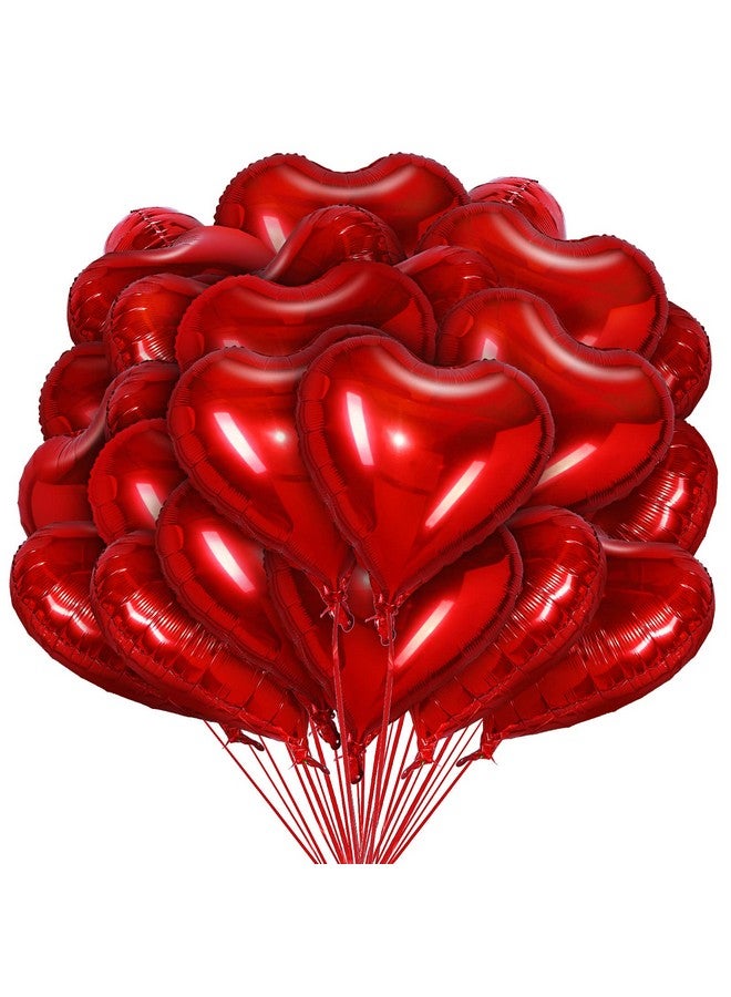 Raiten 50 Pcs Red Valentine's Day Balloons Heart Foil Balloon Valentine's Day Decorations 18 Inch Valentines Balloon Love Balloons Party Decorations for Wedding Engagement Baby Shower Birthday Holiday Decor - Image 1