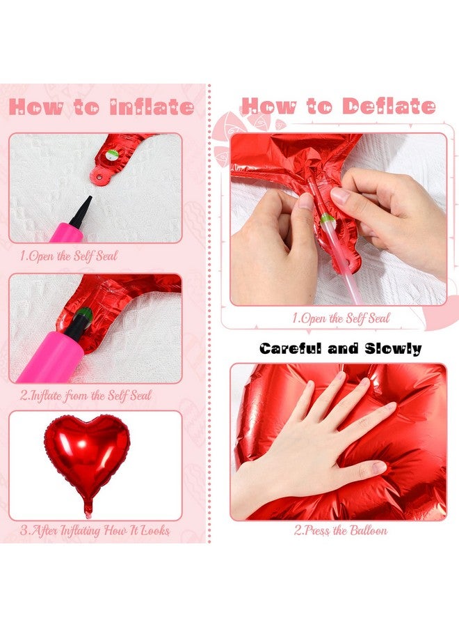Raiten 50 Pcs Red Valentine's Day Balloons Heart Foil Balloon Valentine's Day Decorations 18 Inch Valentines Balloon Love Balloons Party Decorations for Wedding Engagement Baby Shower Birthday Holiday Decor - Image 3