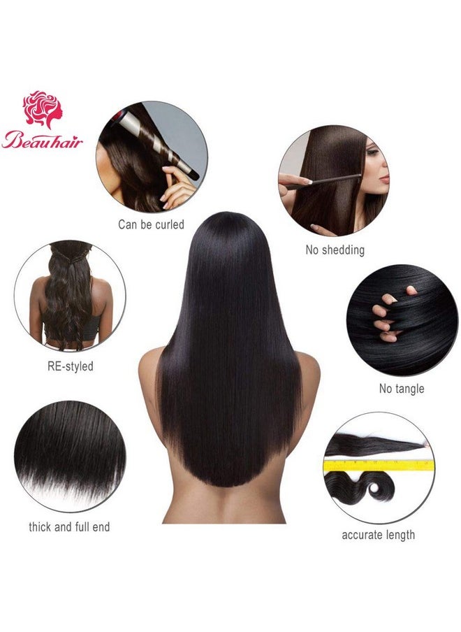 Beauhair - Brazilian Straight Hair 3 Bundles With Frontal Closure(20 22 24+18Frontal) 13X4 Ear To Ear Lace Frontal Closure With Bundles Unprocessed Virgin Human Hair Bundles With Frontal Natural Color - Image 1